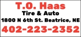 T.O. Haas Tire & Auto Sponsorship Banner